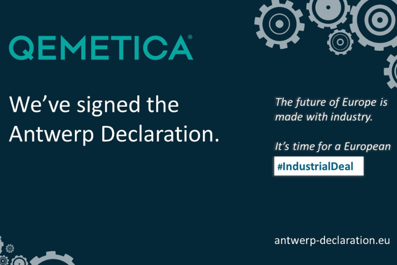Wezwanie do ochrony konkurencyjności europejskiego przemysłu - Qemetica  sygnatariuszem Deklaracji Antwerpskiej